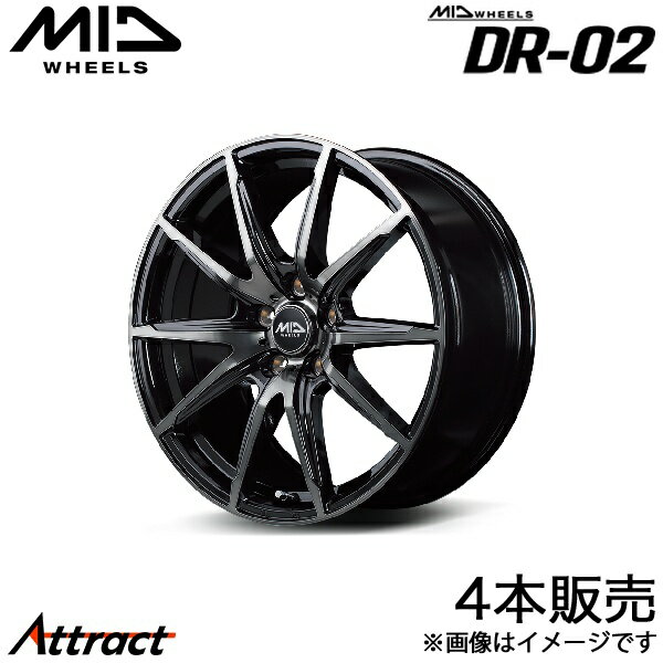 MID DR-02 デックス MF401/MF411 アルミホイール 4本(15×5.5J 4-100 +43 ブラックポリッシュ+ブラッククリア)マルカサービス