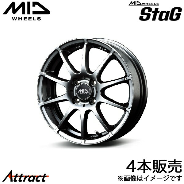 MID スタッグ フィットシャトルハイブリッド GP2 アルミホイール 4本(15×5.5J 4-100 +50 メタリックグレー)マルカサービス ホイール単体StaG