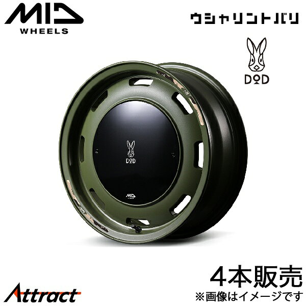 MID DOD ウシャリントバリ AZワゴン MJ23 アルミホイール 4本(15×4.5J 4-100 +45 セミグロスODグリーン)マルカサービス ホイール単体