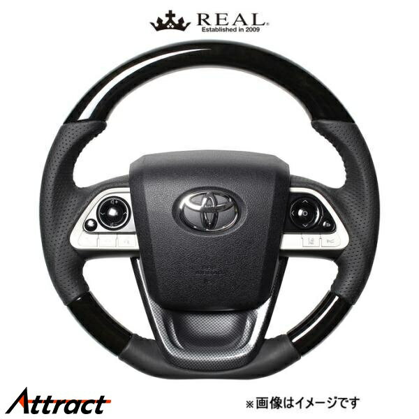 レアル ステアリング オリジナルシリーズ ステアリング+アンダーパッド(ブラックウッド)プリウス 50系 ..