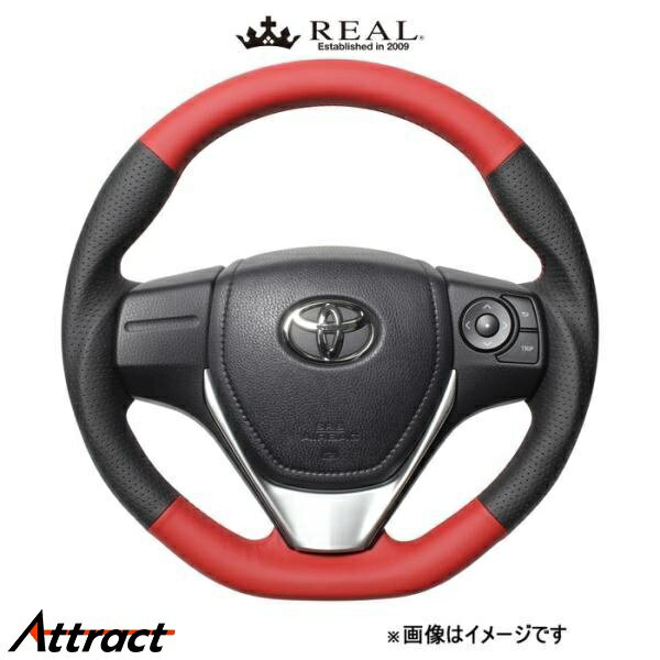 レアル ステアリング オリジナルシリーズ(レッド&ブラックオールレザー)カローラ アクシオ 160系 E160-LPB-RD REAL