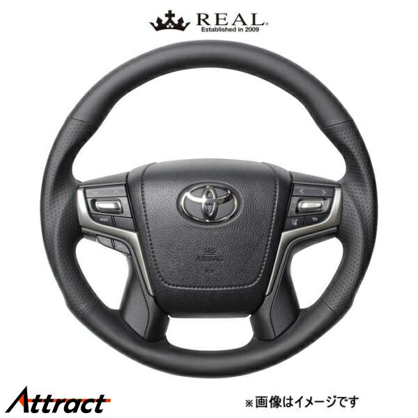 レアル ステアリング プレミアムシリーズ ラウンドシェイプ(ナッパオールレザー)クラウン アスリート 210系 H30P-LPB-BK REAL