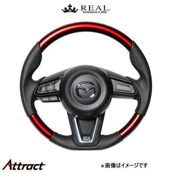 レアル ステアリング オリジナルシリーズ(パールレッド)CX-3 DK MZD-RDW-BK REAL