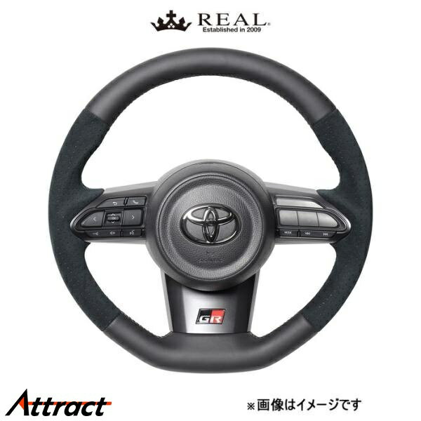 レアル ステアリング オリジナルシリーズ(ブラックレザー&ブラックウルトラスエー...