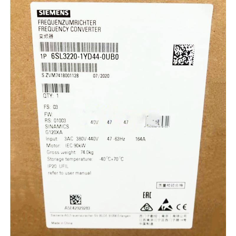 【新品★適格請求書★送料無料】SIEMENS シーメンス インバータ 6SL3220-1YD44-0UB0 G120XA 440V 90kW◆ 6ヶ月保証