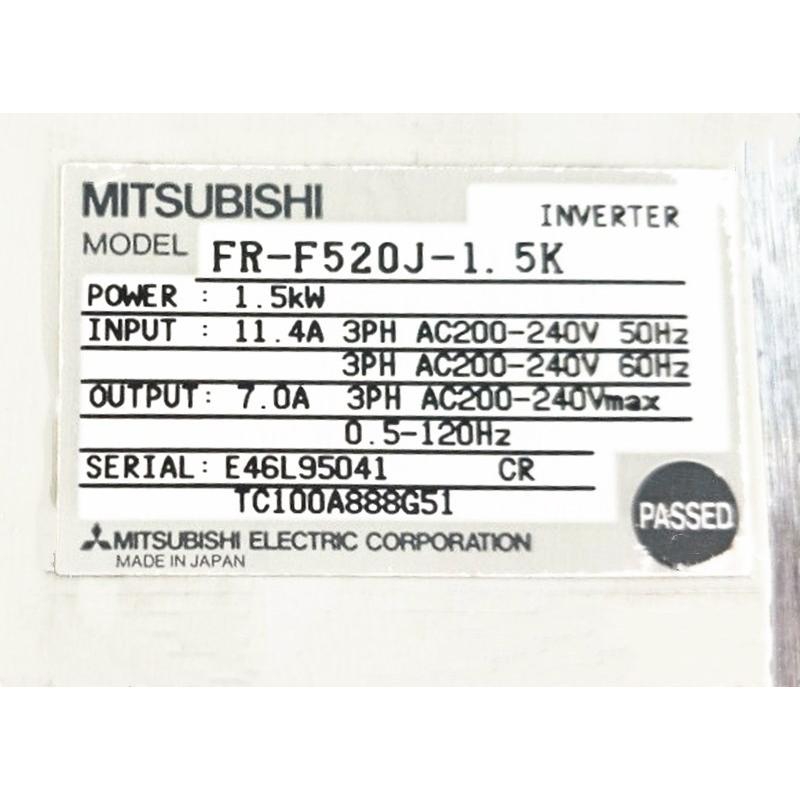 Rakuten - 【新品★適格請求書★送料無料】MITSUBISHI 三菱電機 FR-F520J-1.5K【6ヶ月保証】