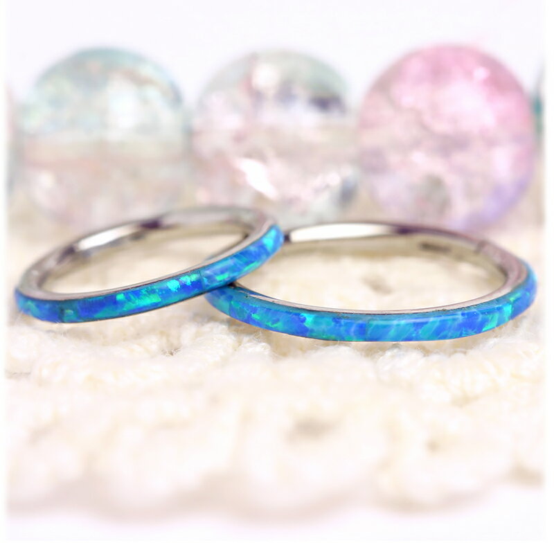 医療用チタン　CBR052 高品質　リングブルーオパール　ボディピアス　セグメントリング　クリッカー　..