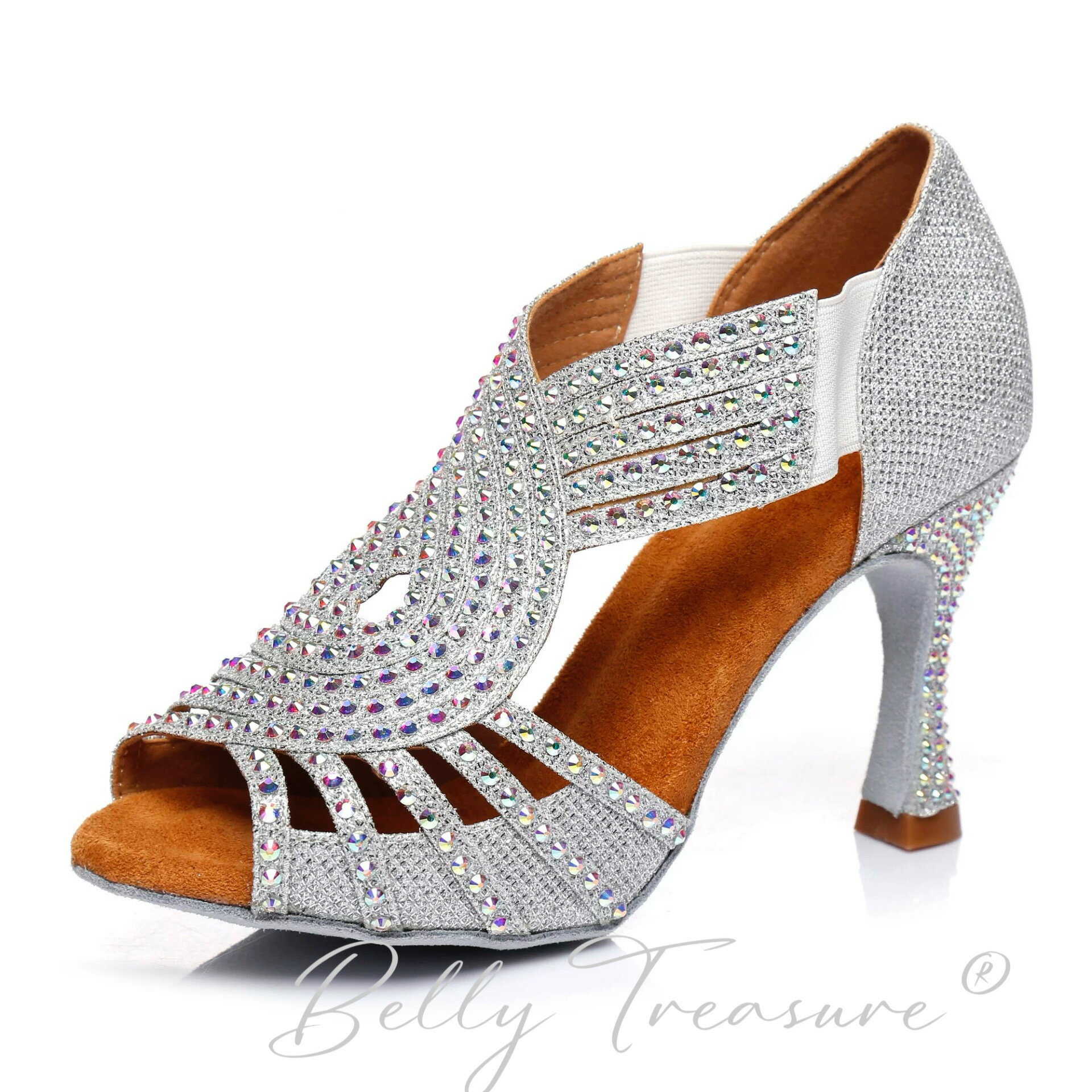 ラテンダンス 社交ダンス　ダンスシューズ　ラテンダンス　パンプス シルバー リアルレザー　本革使用S..