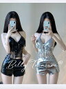 ポールダンス ウェア 上下セット 2カラー女性ポールダンス服 衣装 ショーツ レーサー バッククロップトップ シャイニー メタリック セクシー ダンスコスチュームgogo-008-20507