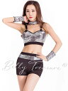 ポールダンス レッスンウェア女性ポールダンス服 衣装 ショーツ レーサー バッククロップトップ シャイニー メタリック セクシー ダンスコスチュームgogo-013-20507