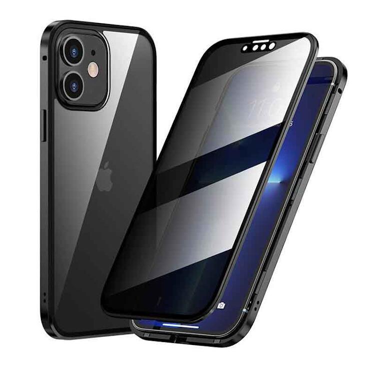 乐天商城 - iPhone 12 mini ケース iPhone 12 mini のぞき防止タイプ スマホケース B ブラック #1143297 送料無料 iPhone 12 mini Case