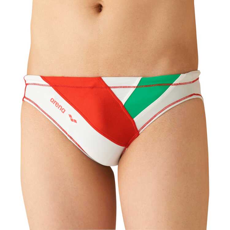 アリーナ リミック メンズ競泳水着 M ホワイト×Kレッド #SAR-3132-WHRD 送料込み(沖縄・離島を除く) ARENA