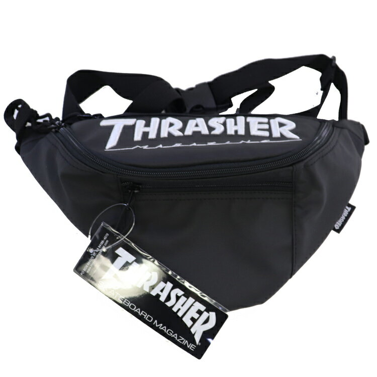 スラッシャー THRASHER Coating Waist Bag カラー：ブラック×ホワイト THR-145-9001 【あす楽】【スポーツ アウトドア スケートボード インラインスケート バッグ ケース】