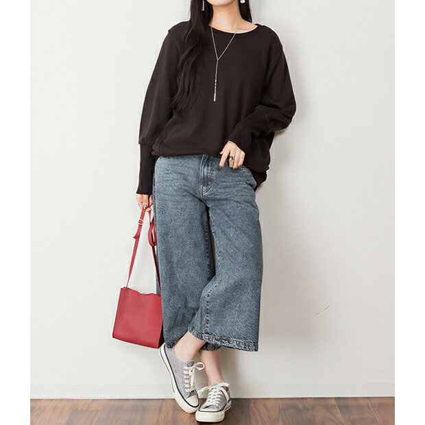 デニム ワイドパンツ ミモレ丈 デニム ワイド パンツ デニムパンツ ガウチョパンツ...