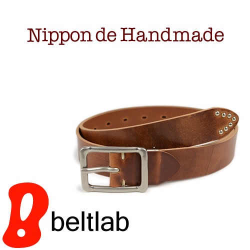 【ベルト 日本製】『 Nippon de Handmade 』スタッズ付の長めの剣先がポイント。ウエストにオシャレなアクセント、細めのカジュアルイタリアンレザーベルト。日本で職人さんがベルト1本1本手作り。牛革ベルト メンズ レディース 幅3cm