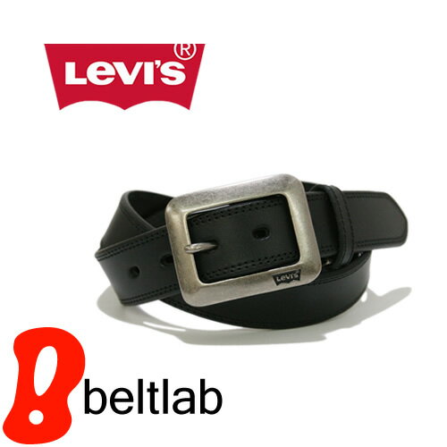 beltlab ベルト メンズ 『Levi's　-リーバイス-』35mm幅に四角いギャリソンバックル、ステッチをあしらった定番ベーシックデザイン、こだわり牛革のレザーベルト