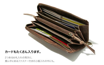 【アインソフ Ain Soph】財布 長財布 送料無料 L字型ファスナーで大きく開き、たくさん収納できる牛革長財布 本革 サイフ さいふ メンズ レディース DA236-HP