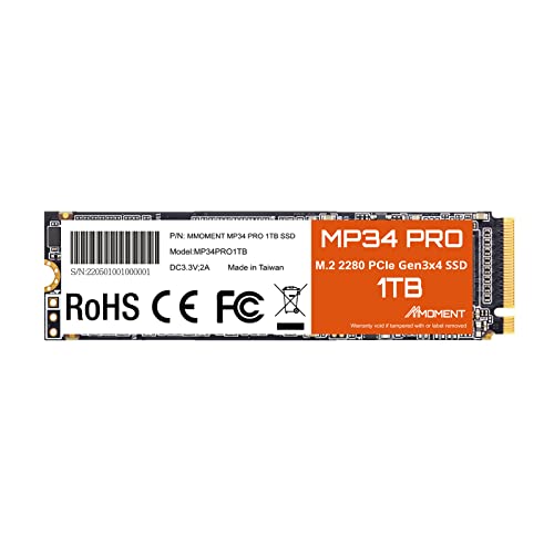  MMOMENT MP34 1TB NVMe M.2 SSD PCIe Gen3x4 DRAMLbV (Ǎő3500MB/sAő2800MB/s)