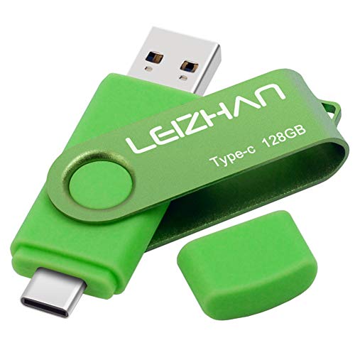 色：緑 サイズ：128GB LEIZHAN TYPE-C USB メモリー・フラッシュドライブ 回転式 人気 USB 高速転送 OTG 3.0携帯電話 コンピューター用 容量不足解消 マイクロペンドライブ 大容量 Uスティック (128GB,