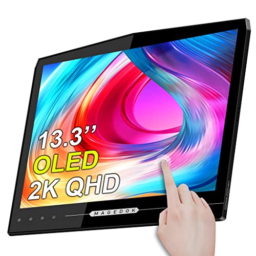 2K 有機elモバイルモニター タッチ Eleduino 13.3インチ OLED モバイルディスプレイ 2560x1440 100% DCI-P3 軽量 薄型液晶パネル ミラ..