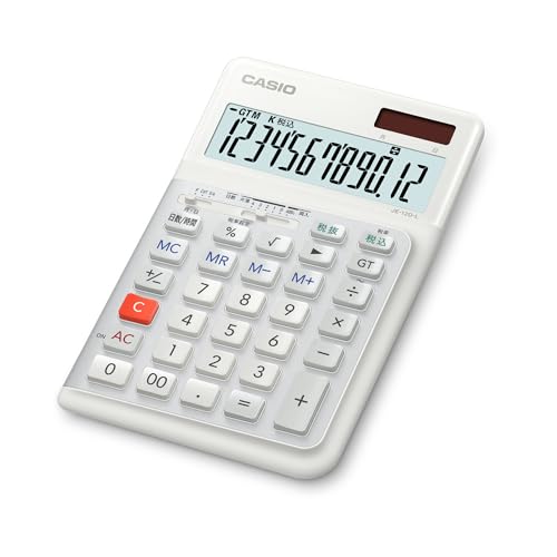 カシオ 人間工学電卓 左手用 12桁 日数&時間計算機能 ジャストタイプ ブラック JE-12D-L-WE-N エコマー..