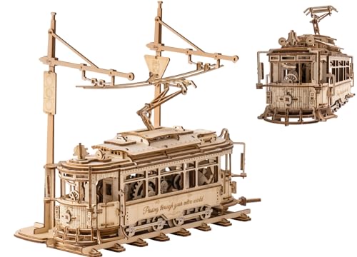 ROKR 立体パズル シティー トラム 路面電車 可動式モデル 大きめ 存在感ある メカニカル 木製 3D ウッドパズル 工作キット DIY クラフト 組み立て 暇つぶし 知育玩具 男の子へのギフト 誕生日