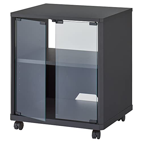 ハヤミ工産 オーディオラック ガラス扉付き 棚板1枚付属 キャスター付き ブラック FG-633