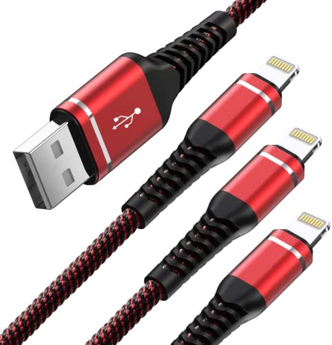 色：レッド サイズ：3M+3M+3M Lightning 充電ケーブル 3M 3本セット 長い 高耐久 USB ナイロン ライトニングけーブル iPhone 14/13/12/11/se/Pro/XS/Max/XR/X/8 Plus/7 Plus/ 6s Plus/5 s/iPad Air/iPad mini/iPod ケース 対応(