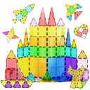PicassoTiles 60ピースセット60pcsマグネットビルディングタイルクリア磁気3Dビルディングブロック建設プレイボード-想像を超えた創造性、インスピレーション、レクリエーション、教育、従来(3)