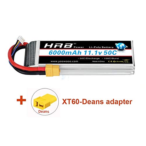 HRB 6000mAh 11.1V 3S 50C リポバッテリー RCヘリコプター 車 マルチロータ ボート トラック タンクに適しています アキシャルのイエティ(xt60 deans tコネクタ)