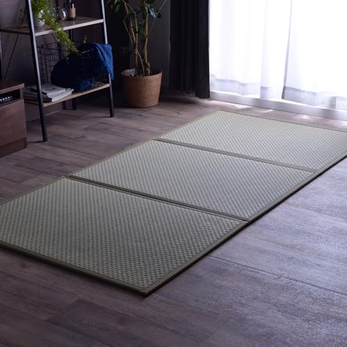 イケヒコ い草 マットレス 寝具 ラグマット フレア セミダブル 約120*210cm グリーン コンパクト 三つ..