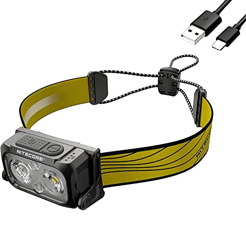 FFCG[ Nitecore NU25 400 USB-C Rechargeable Headlamp, Lightweight, Dual Beam, with Red Lighting for Hiking, Climbing, and Campin (Yellow)