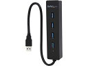 色:ブラック StarTech.com 4ポート SuperSpeed USB3.0ハブ ポータブルミニUSB Hub 接続ケーブル内蔵 ブラック ST4300...