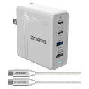 アドテック PD充電器 74.5W 3ポート 4K/HD出力 eMarker搭載100W Type-Cケーブル付属 USB-Cx2*USB-A/USB HUB機能搭載 パソコン 有機EL版Switch iPhone15ProMax ドッキングステーション ホワイト/APD-V074AC2H-WH(2)