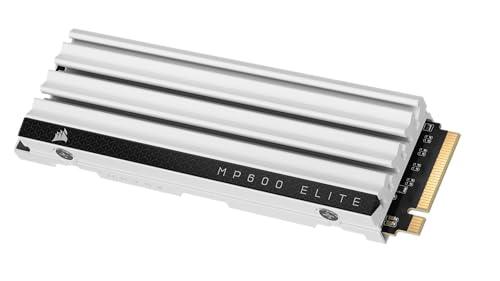 CORSAIR MP600 ELITE 2TB PCIe Gen4 x4 NVMe M.2 SSD PlayStation 5/PS5 適用 M.2 2280 フォームファクタ 薄型アルミニウム製ヒートシンク 高密度 3D TLC NAND ホワイト CSSD-F2000GBMP600ECS