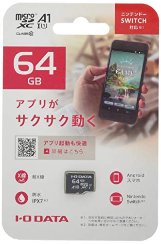 サイズ:64GB I-O DATA microSDカード 64GB/Application Performance Class 1/UHS-I スピードクラス1対応/MSDA1-64G