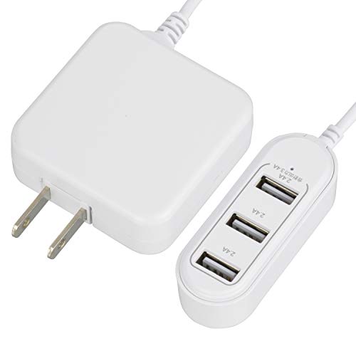 オーム電機 コード付きACアダプター USB電源タップ 3ポート MAV-AUHB34A-W 01-3794 OHM
