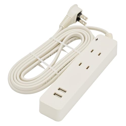 オーム(OHM)オーム電機 電源タップ 2個口 雷ガード/USBポート付き 3m HS-TKU23W22 00-1657