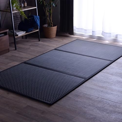 イケヒコ い草 マットレス 寝具 ラグマット フレア シングル 約100*210cm ブラック コンパクト 三つ折..