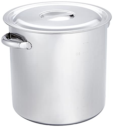 遠藤商事 TKG 寸胴鍋 39cm ステンレス製 外径*深さ(mm)406*390板厚(mm)0.9 質量(kg)15.48 容量(L): 44 目盛が付いてすぐわかる持ちやすい大きな取っ手付き蓋も引っ掛けられてとても便利 made in燕三条 業