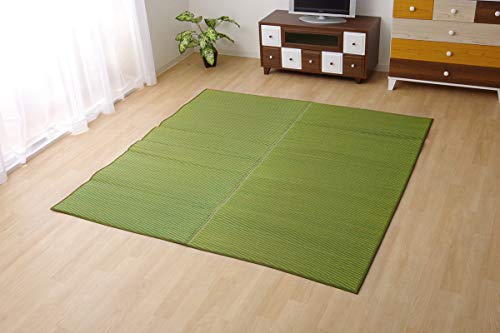 イケヒコ い草ラグ カーペット 3畳 国産 Fソリッド グリーン 約191*250cm 裏:ウレタン シンプル #8213330