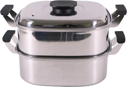 神子島製作所 桃印 18-0角型蒸器 2段22cm