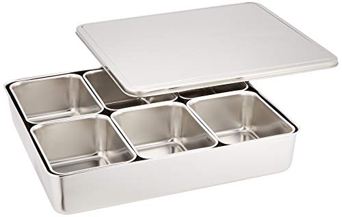 遠藤商事(Endo Shoji) TKG 調味料薬味入れ 6ヶ入 幅*奥行*高さ(mm)330*285*60 保存容器とか使い方はいろいろ 錆に強いステンレス製で衛生的 業務用 AYK11006