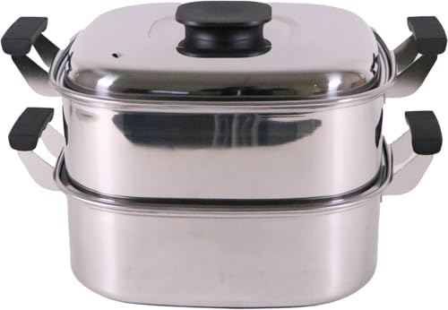 神子島製作所 桃印 18-0角型蒸器 2段27cm