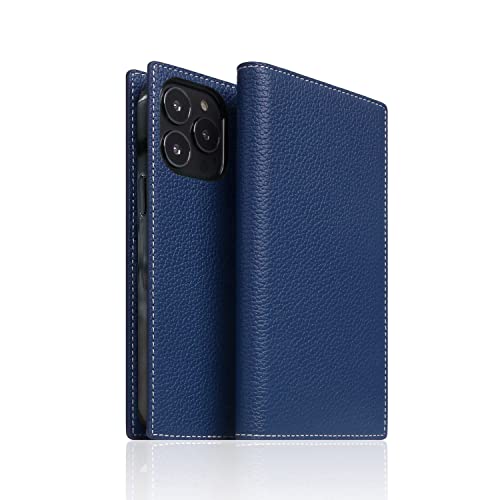 SLG Design iPhone 14 Pro ケース 手帳型 本革 レザー Full Grain Leather Case [ フルグレイン シボ加工 耐久性 革製 カード収納 ワイヤレス充電 ] アップル アイフォンケース SD24330i14PNB ネイビーブルー 国