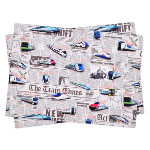 COLORFUL CANDY STYLE ランチョンマット(25cm*35cm) 撥水ノーアイロン 2枚セット 新幹線と鉄道ワールド・グレー はっ水 軽量 汚れにく..