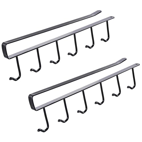 VECELO キッチンツールフック(2個セット) キッチンフック 6連フック 戸棚下キッチンツールフック ドアフック 多機能収納フック 吊り下げタイプ キッチンツール収納フック 収納フック 省スペ