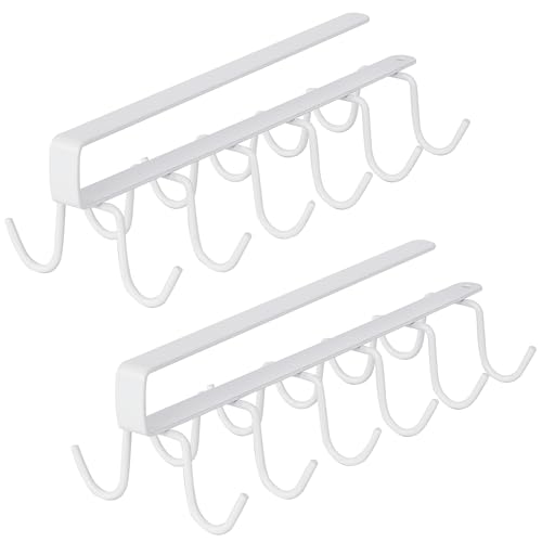 VECELO キッチンツールフック(2個セット) キッチンフック 6連フック 戸棚下キッチンツールフック 多機能収納フック ドアフック 吊り下げタイプ 省スペース 頑丈で耐久性がある 穴あけなし 棚