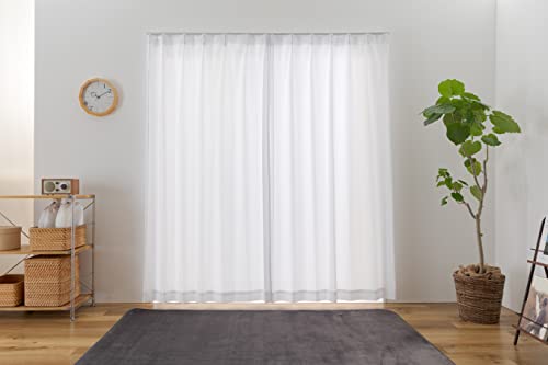 ユニベール レースカーテン 幅100**丈148* 2枚組 UVカット90%以上 遮熱 見えにくい 洗える ムジ UVマイ..