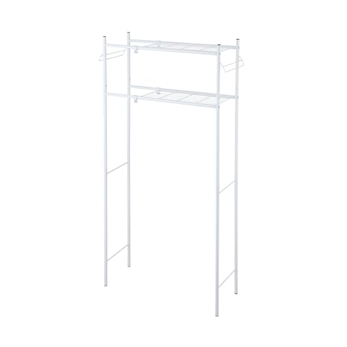 Belca(ベルカ) ランドリー収納 ランドリーラック 棚2段 幅伸縮タイプ タオル掛け付き 幅59*92*奥行30*高さ155cm ホワイト 洗濯機ラック DI-LR